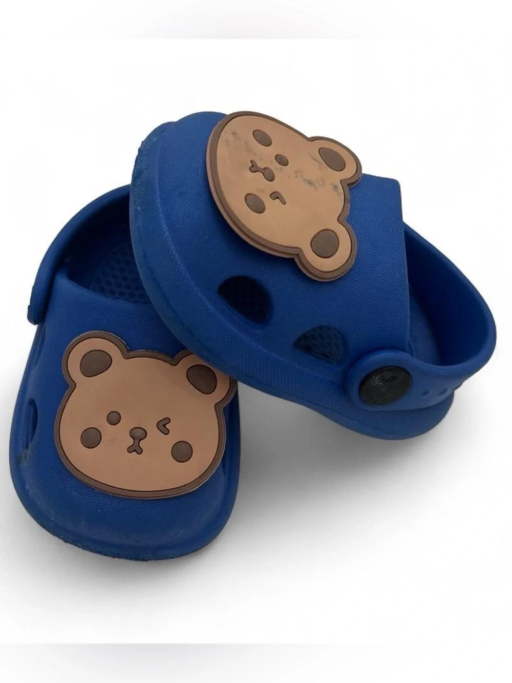 2C Baby Crocs Royal Blue & Brown Bear Appliqué Charm